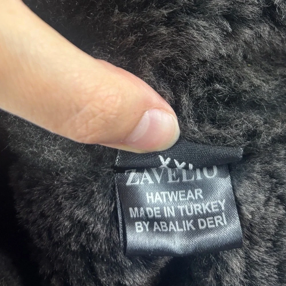 Zavelio Mens Black Genuine Leather Shearling Trapper Hat Aviator Cap Turkey XXL